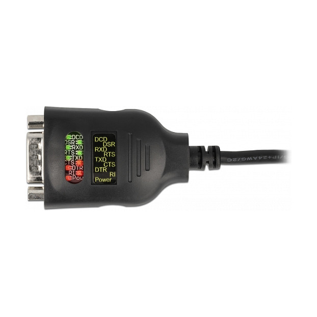 Kabllo USB DeLOCK 90497 / USB Type-A në Serial RS-232 / DB9 / FTDI / 460.8 Kbps / 9 LED / 2 m - Zezë 4