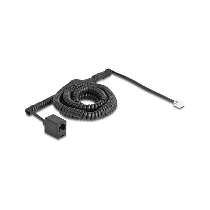 Kabllo për Rrjet DeLOCK 90119, Kabllo telefonike spirale, RJ11 në RJ45, 10 m - Zezë 2