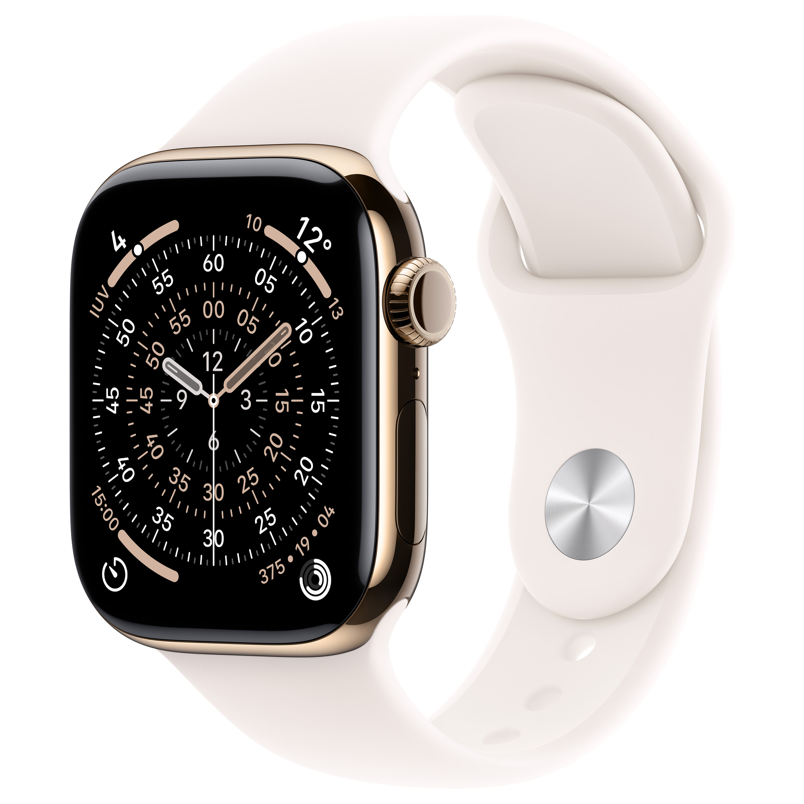 Apple Watch Series 11 / 46mm / Cellular / Titanium Gold Case with Pale Pink Sport Band - M/L