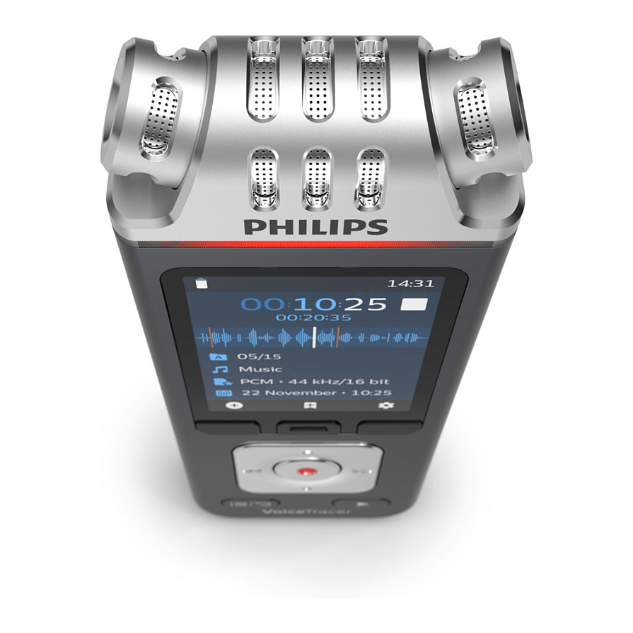 Regjistrues Audio Philips VoiceTracer DVT6115 / 8GB / microSD 32GB / USB-C / Bateri 1000mAh - Gri/Krom 4