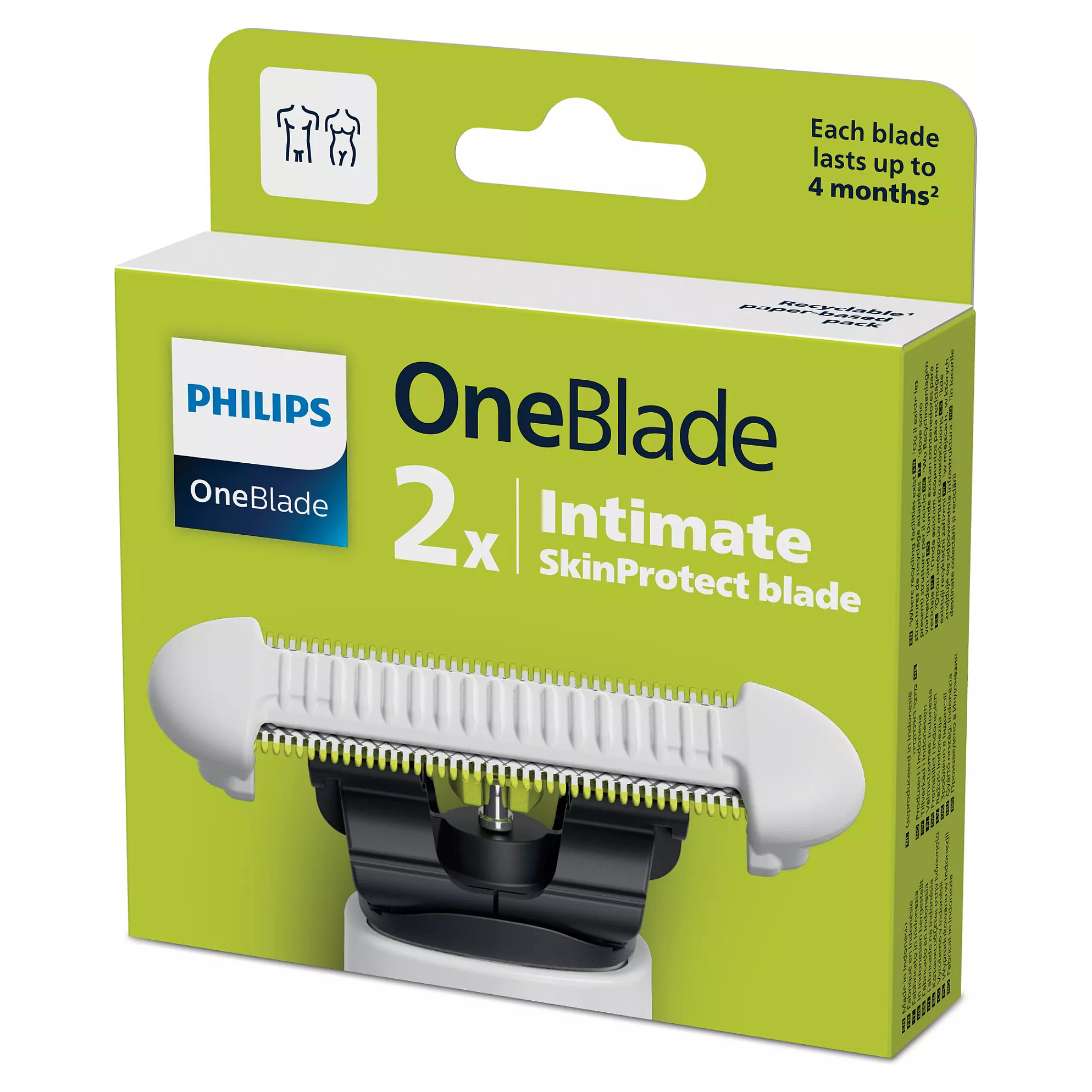 Teh zëvendësues për makinë rroje Philips OneBlade QP229/52 / SkinProtect / 2 Anë Prerëse / Wet & Dry / IPX7 / 2 Copë - Bardhë/Gjelbër 3