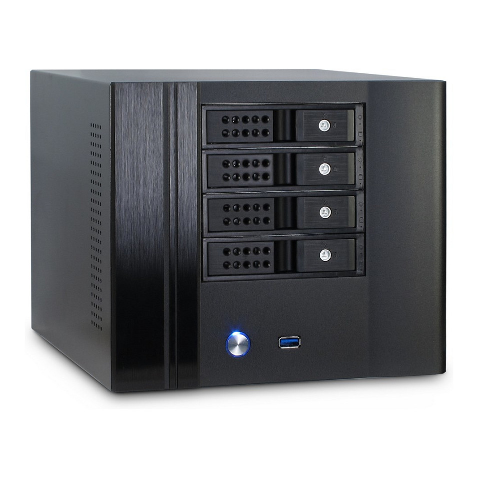 Kasë PC Inter-Tech IPC SC-4004 / USFF / Mini-ITX / 4x Hot-Swap 2.5"/3.5" / 1x 120mm Fan - Zezë