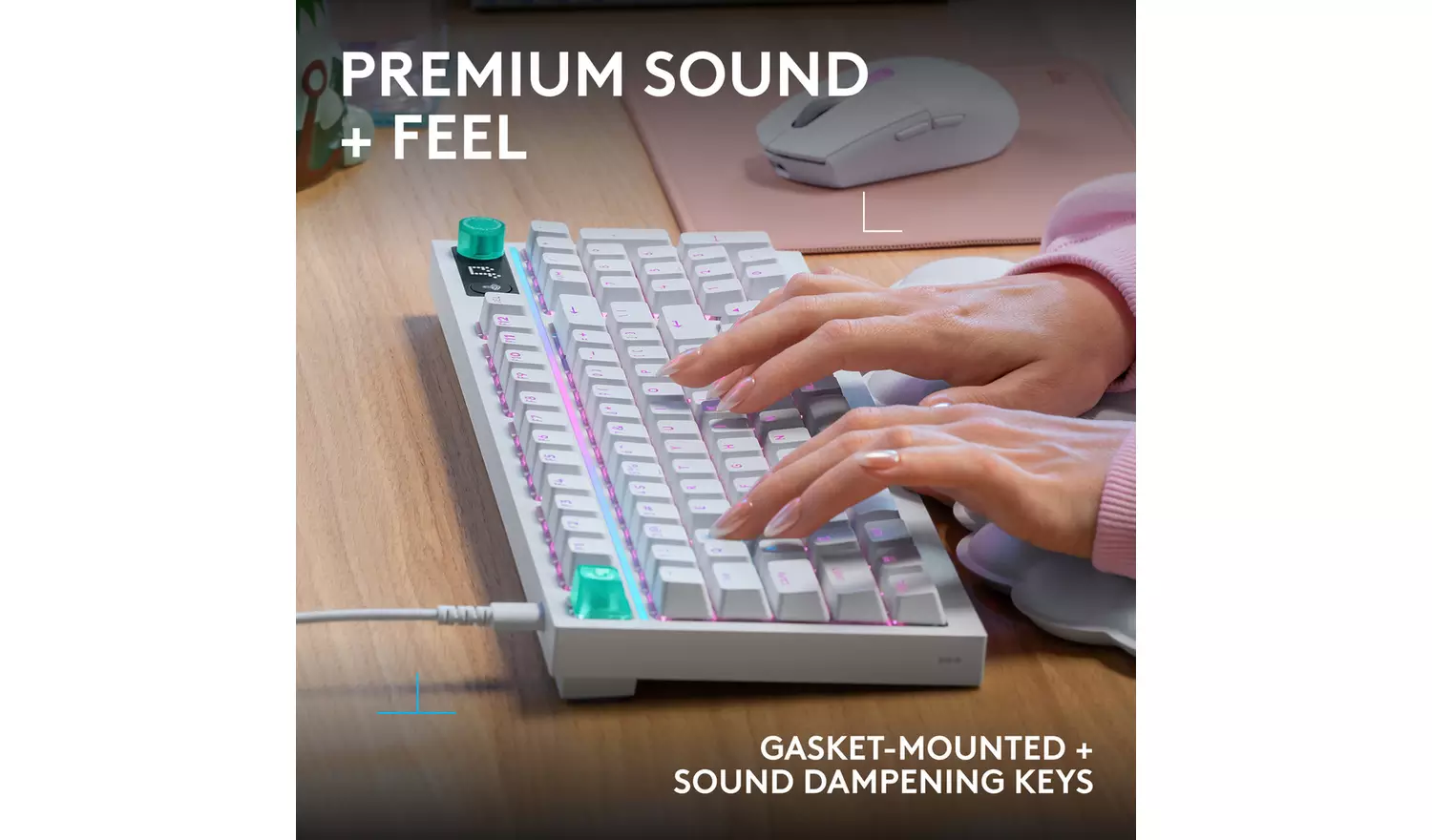 Tastierë Gaming Logitech G316 X 98 / Wired / Mekanike / 98% / Hot-Swappable / Linear & Tactile / LIGHTSYNC RGB / USB-C – Bardhë 6