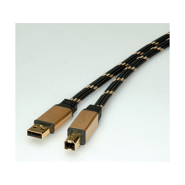 Kabllo ROLINE 11.02.8803, USB-A në USB-B, USB 2.0, 480 Mbps, 3 m - Zezë/Verdhë 3