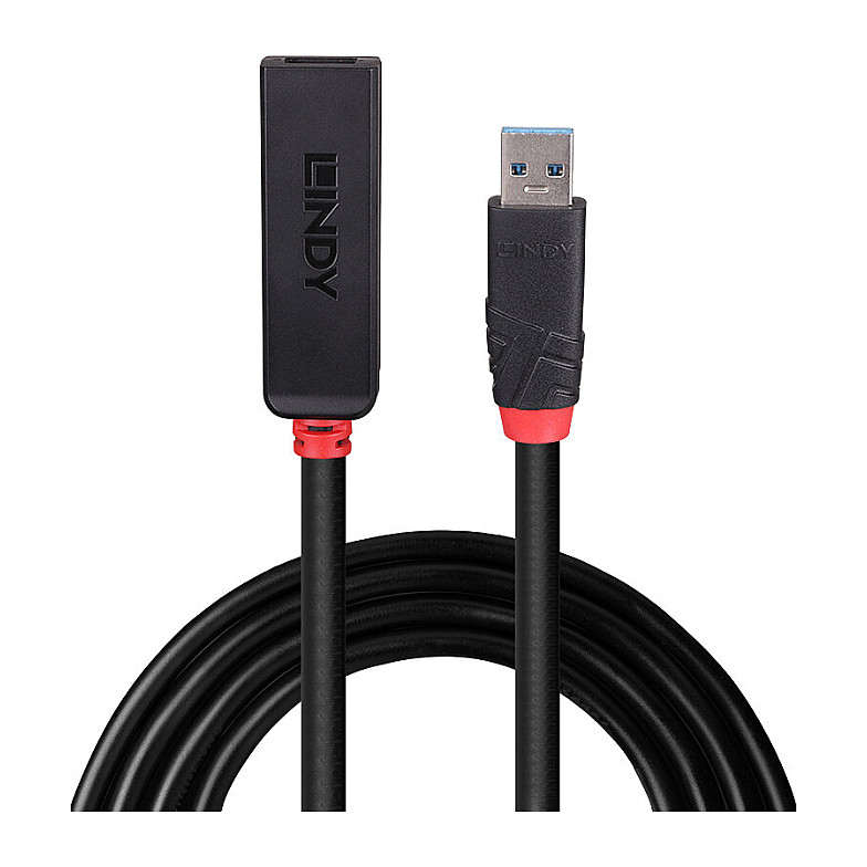 Kabllo USB LINDY 43401, USB 3.0, USB-A Mashkull në USB-A Femër, 5Gbps, 5m - Zezë 2