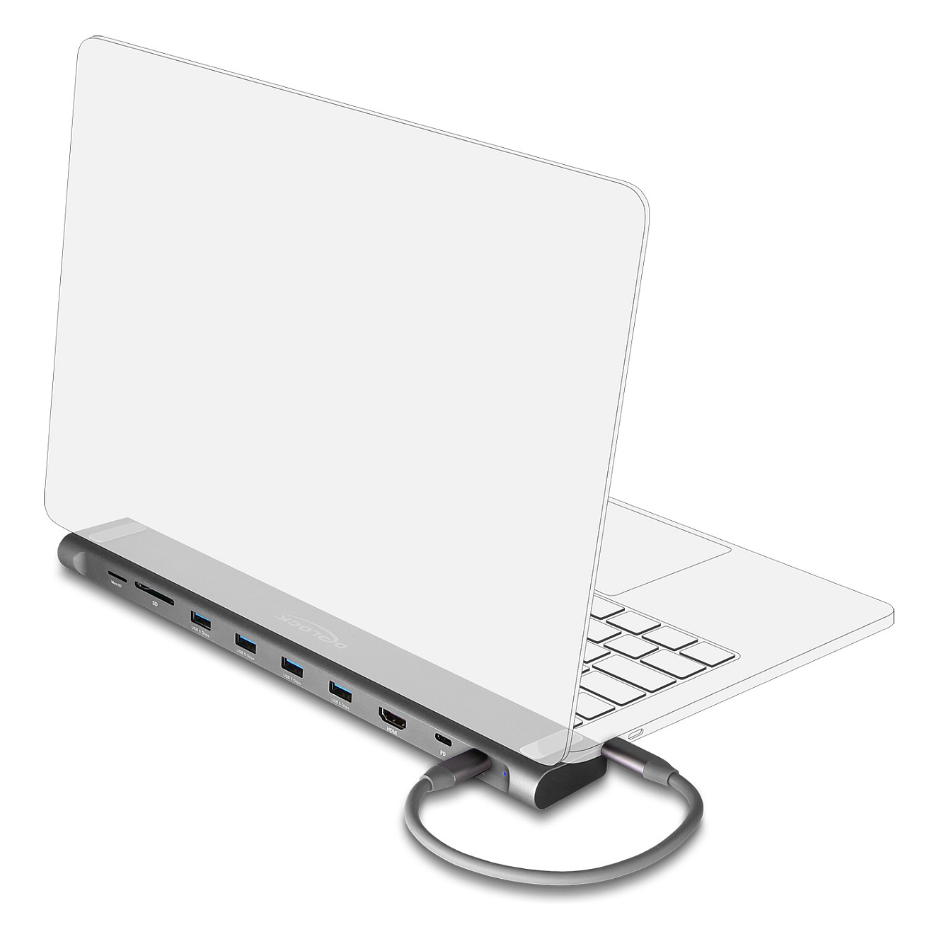 Docking Station DeLOCK Slim 4K / 1xHDMI / 4xUSB-A / 1xUSB-C / LAN / SD - Gri thumbnail 2