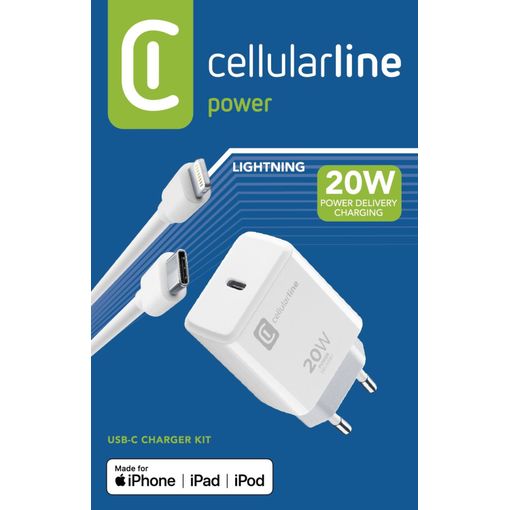 Adapter Cellularline USB‑C Charger Kit Apple C2L 20W – Bardhë