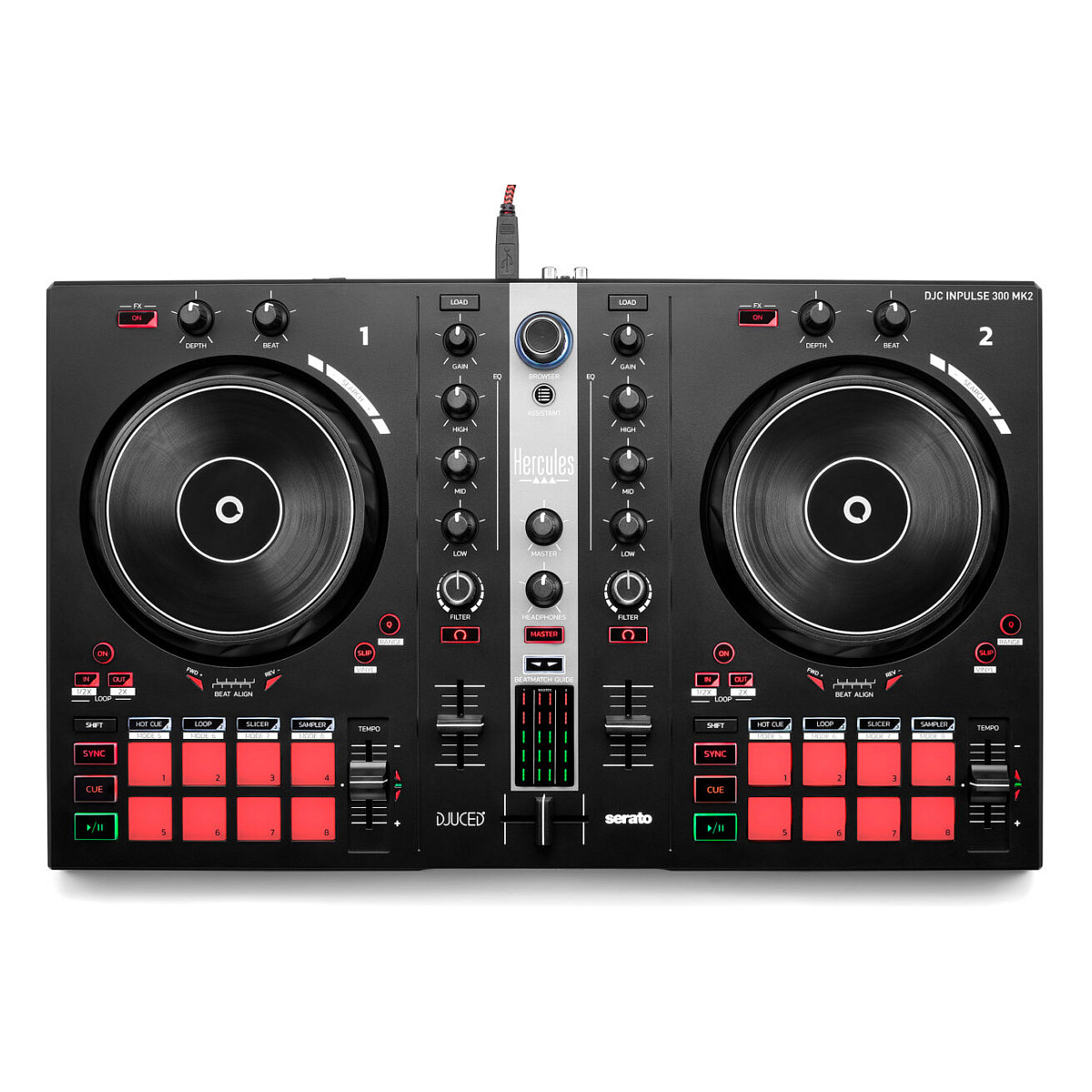 Kontrollues DJ Hercules DJControl Inpulse 300 MK2, 2-Dekësh, USB, Serato DJ Lite, DJUCED - Zezë