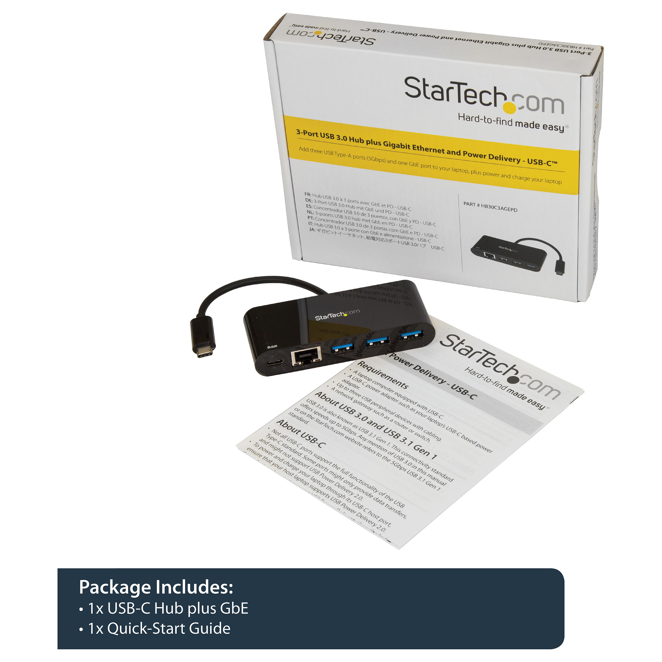 Hub StarTech US1GC303APD / 3x USB-A + 1x USB-C PD / 1GbE / 5Gbps – Zezë 7