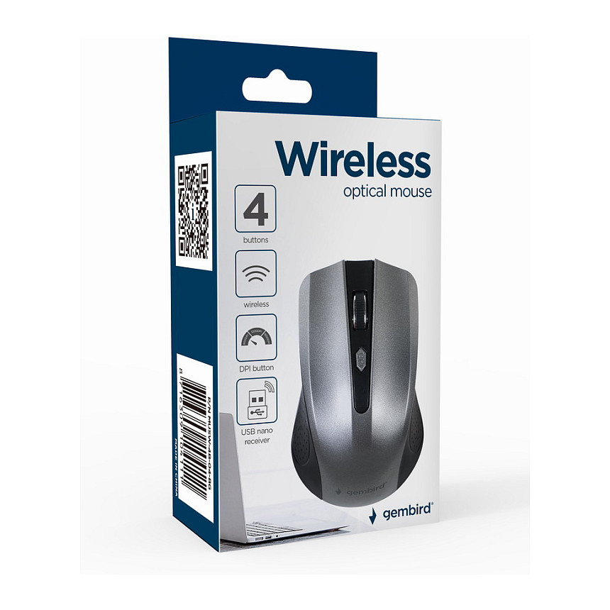 Maus pa kabllo Gembird OPT / 4 Buttons / USB Receiver – Zezë / Gri thumbnail 2