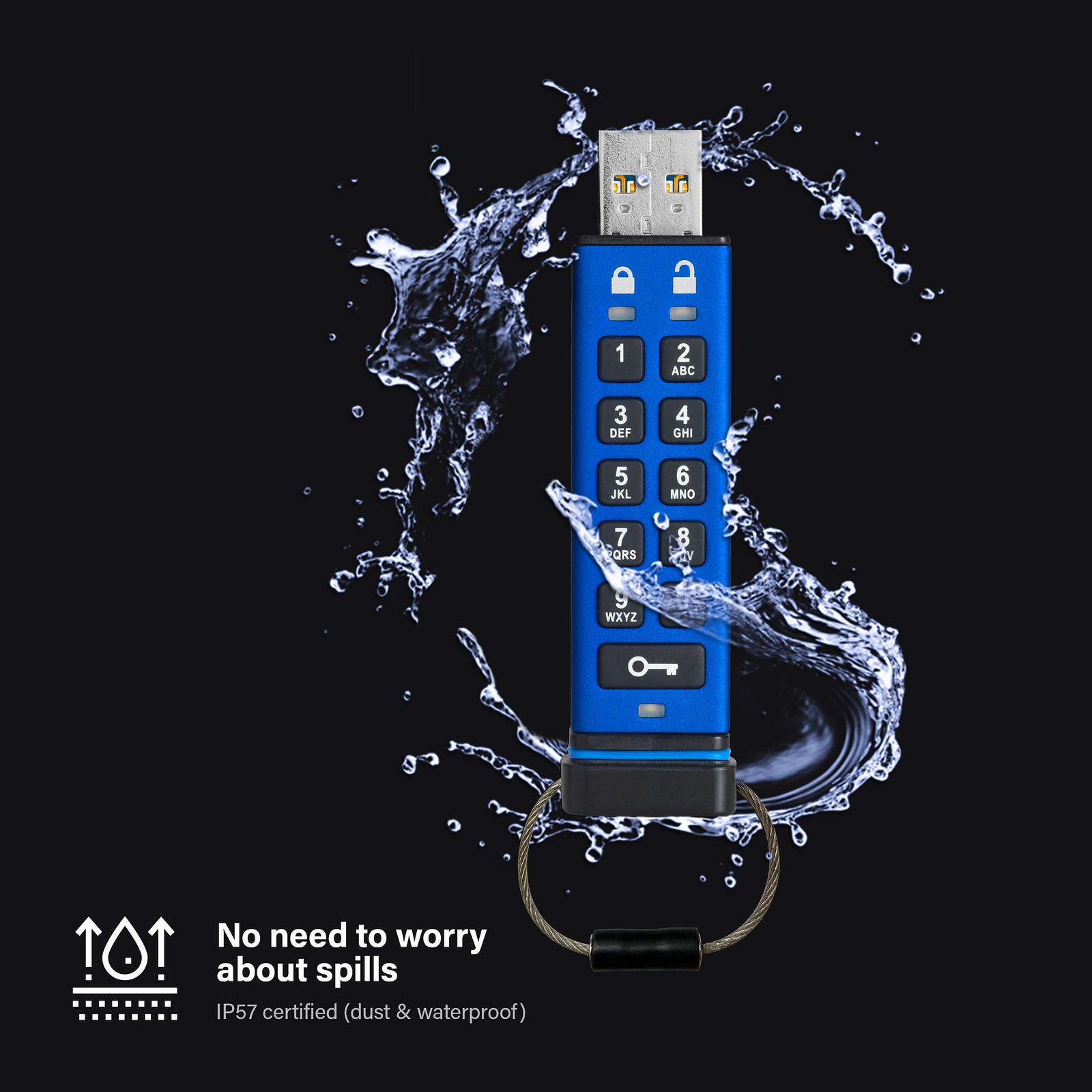 USB Flash Drive iStorage datAshur Pro / 32GB / USB Type-A / USB 3.2 Gen 1 - Blu thumbnail 4