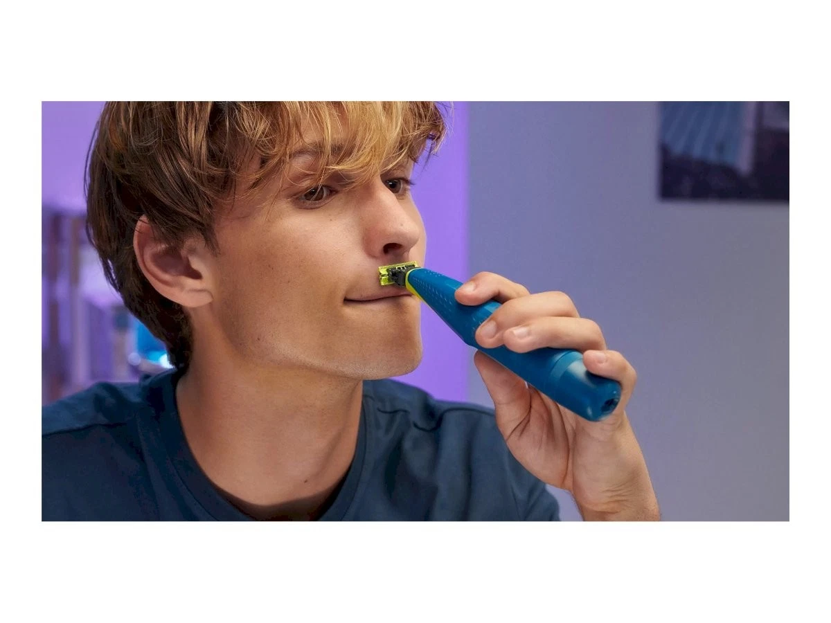 Teh zëvendësues për makinë rroje Philips OneBlade QP225/50 / Anti-Friction / Dual Protection / Contour-Following / 2 Copë - Gjelbër/Blu 3