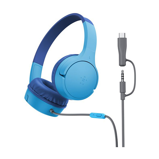 Kufje me kabllo Belkin SoundForm Mini, AUD010HQBL, 40mm, Stereo, Mikrofon, 3.5mm, USB-C - Blu