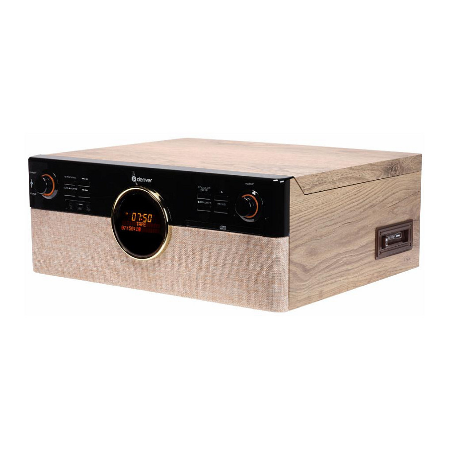 Gramafon Denver MRD-180, 3 Shpejtësi, CD, Kasetë, DAB+, FM, Bluetooth, USB - Zezë, Dru 4