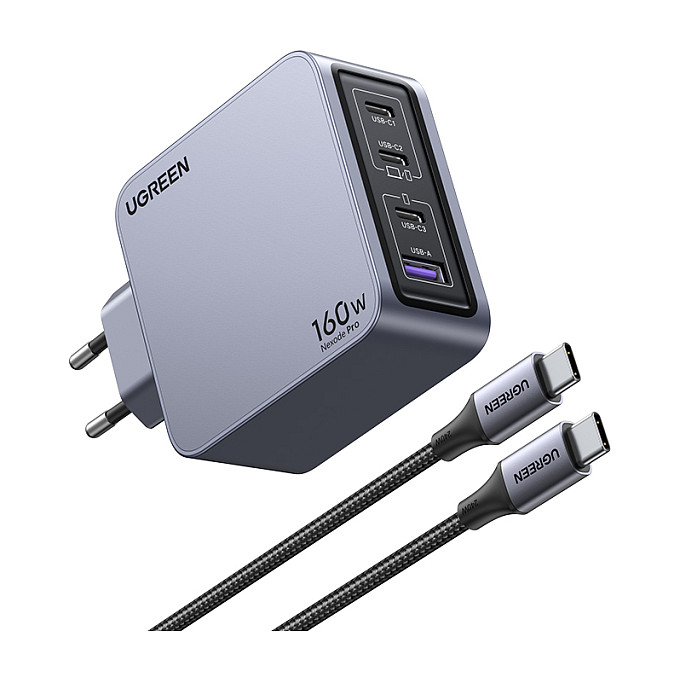 Adapter UGREEN Nexode Pro 65620 / 100W / 4x USB-C / USB-A / GaN / Smart Display / Touch Control - Gri 4