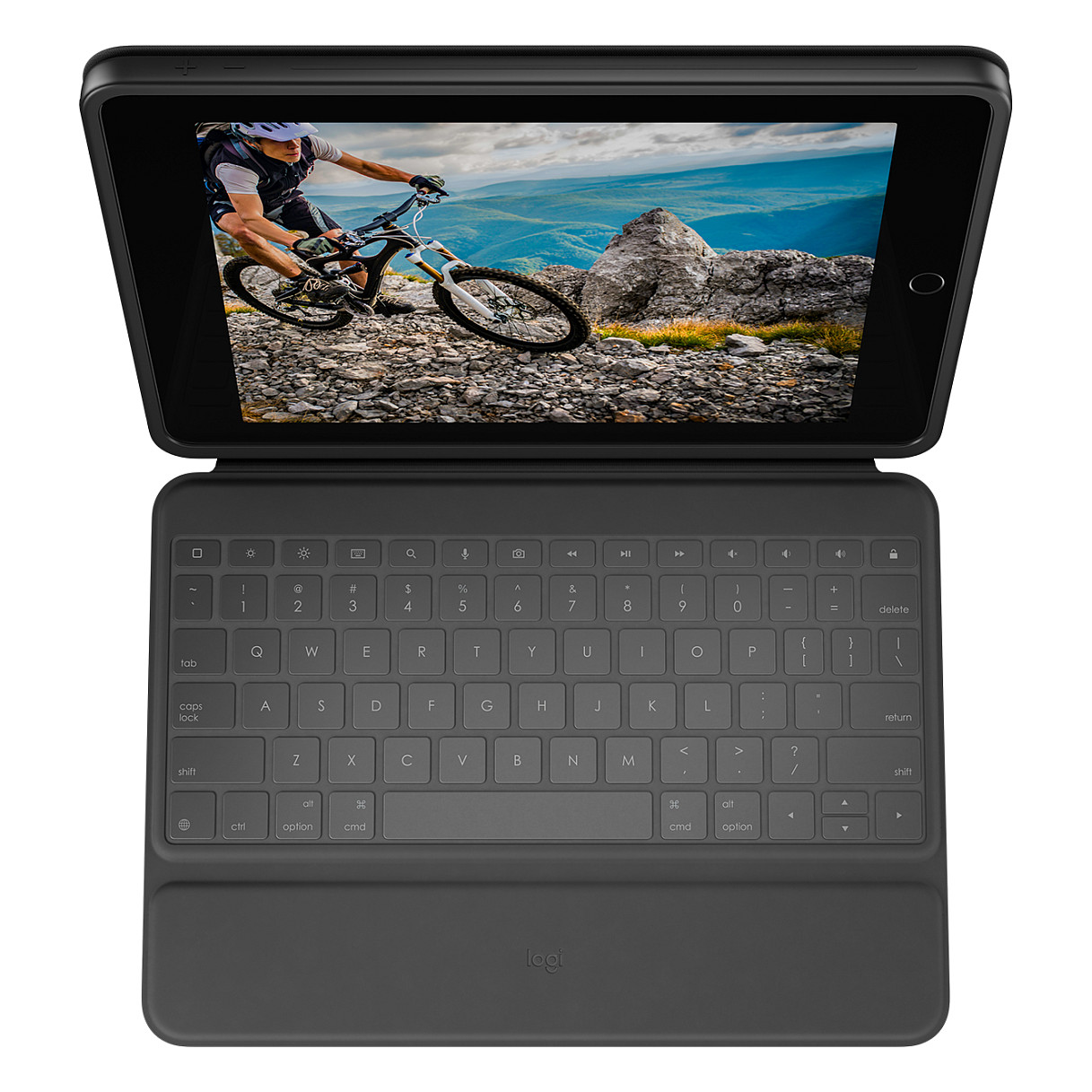 Tastierë për Tabletë Logitech Rugged Folio / iPad 7th, 8th & 9th Gen / AZERTY (FR) / Smart Connector / Full-Size / 4 Mënyra Përdorimi – Gri 6