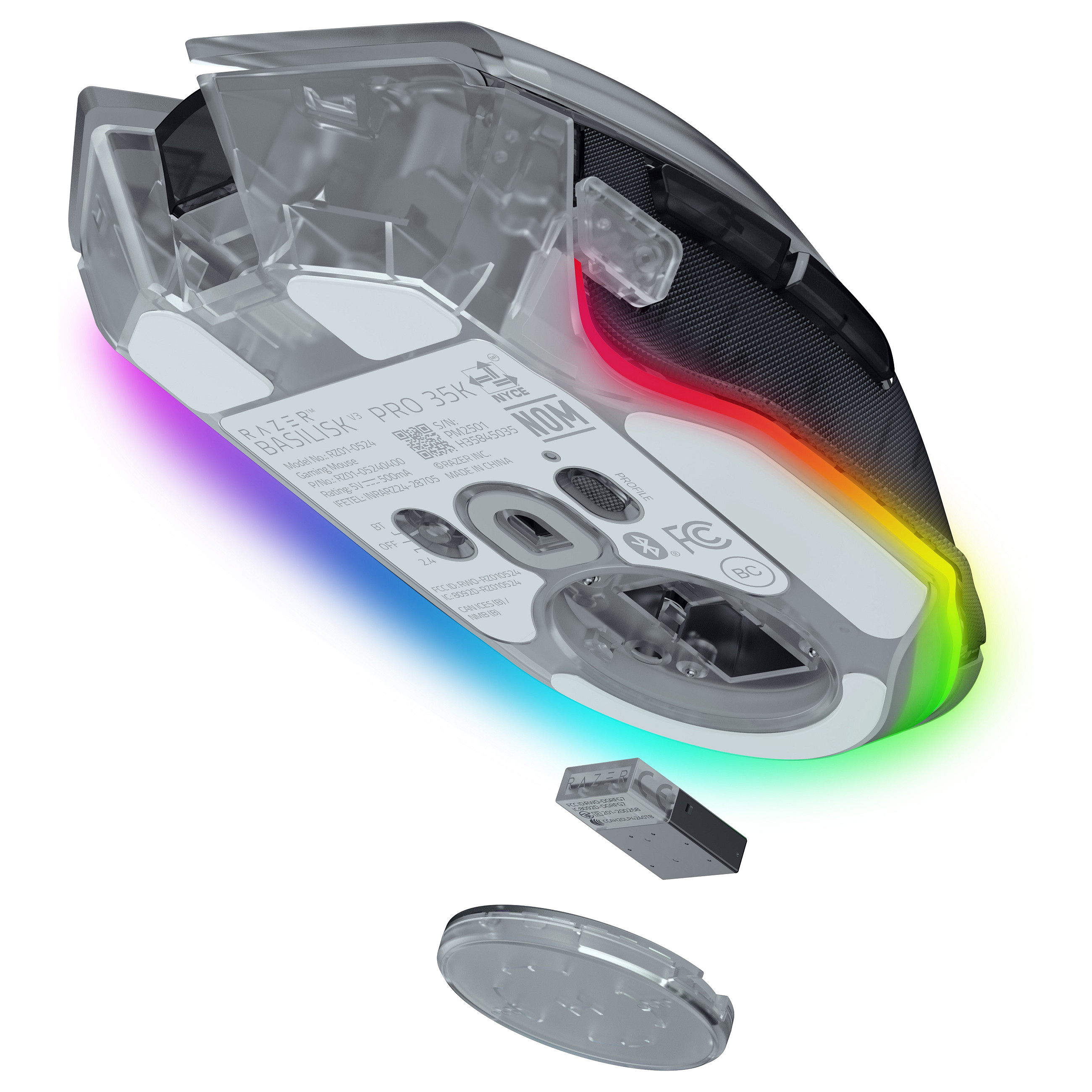 Maus Gaming Razer Basilisk V3 Pro 35K, Wired & Wireless, 35000 DPI, 11 Butona, Focus Pro 35K, RGB Chroma - Bardhë 3