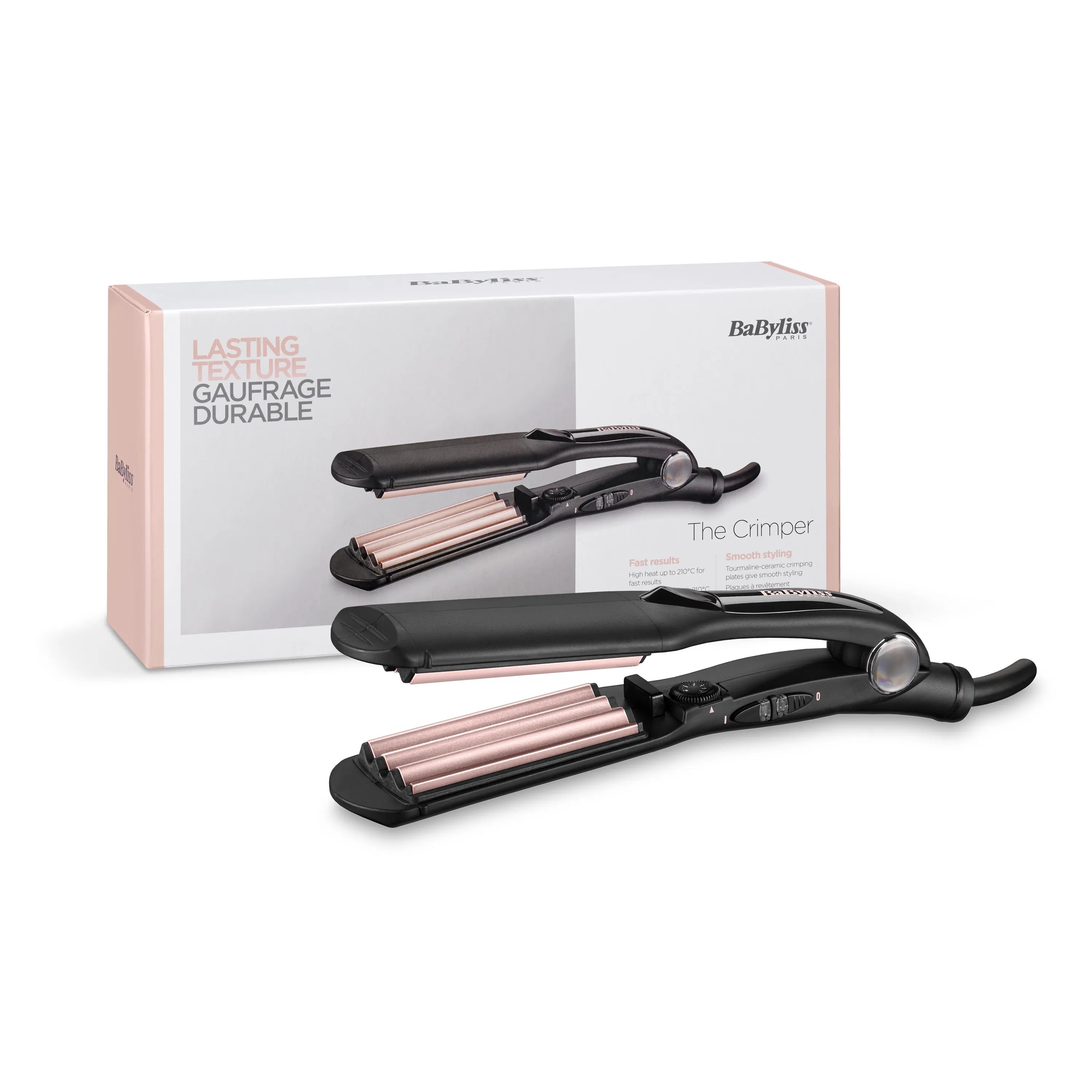 Stiluese për Flokë BaByliss The Crimper 2165CE / Tourmaline-Ceramic / 10 Temperatura / 210°C – Zezë/Rozë 2
