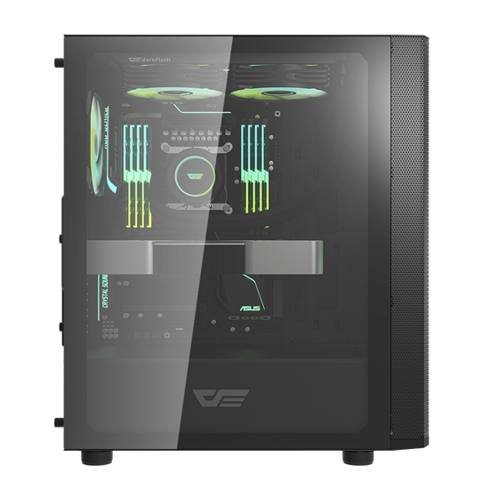Kasë DarkFlash DK360 / Mid-Tower / ATX-M-ATX-ITX / 3xRGB Fans / Xham i Temperuar - Zezë 4