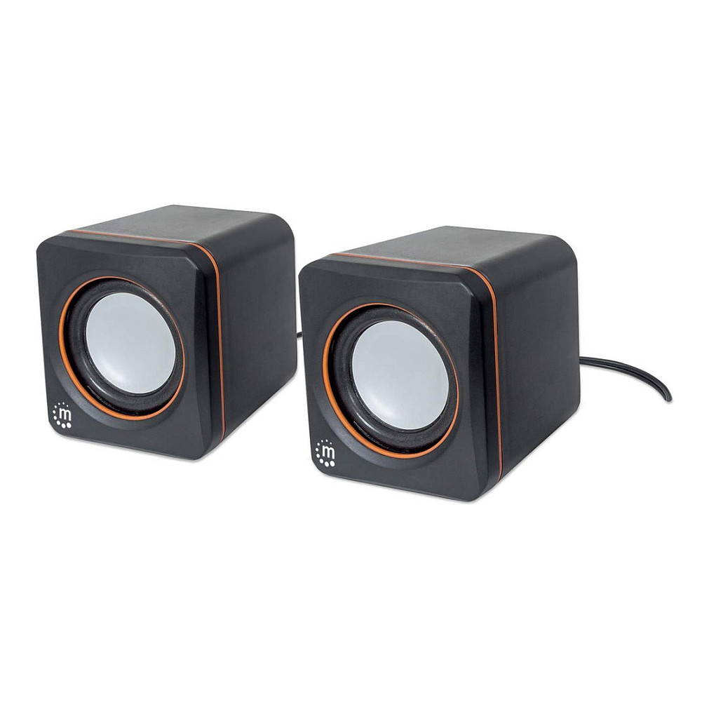 Altoparlantë Manhattan 2600 Series, 2.0, 6W RMS, USB, 3.5mm - Zezë/Portokalli