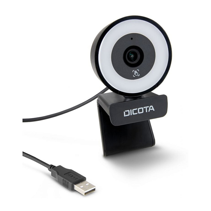 Webcam DICOTA D32066, 5MP, 30 fps, USB-A, Autofokus, Mikrofon i Dyfishtë, Ringlight 3 Nivele - Zezë 3