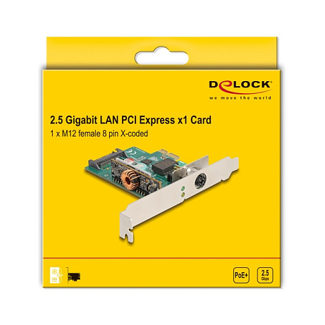 DeLOCK PCI Express x1 2.5 Gigabit LAN Card M12 PoE+ Industrial Network Adapter RTL thumbnail 4