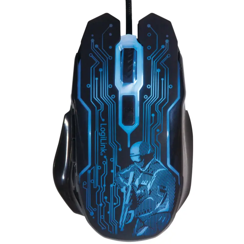 Maus Gaming LogiLink ID0137 / USB / Optik / 2400 DPI / 6 Butona / LED - Zezë/Blu 3