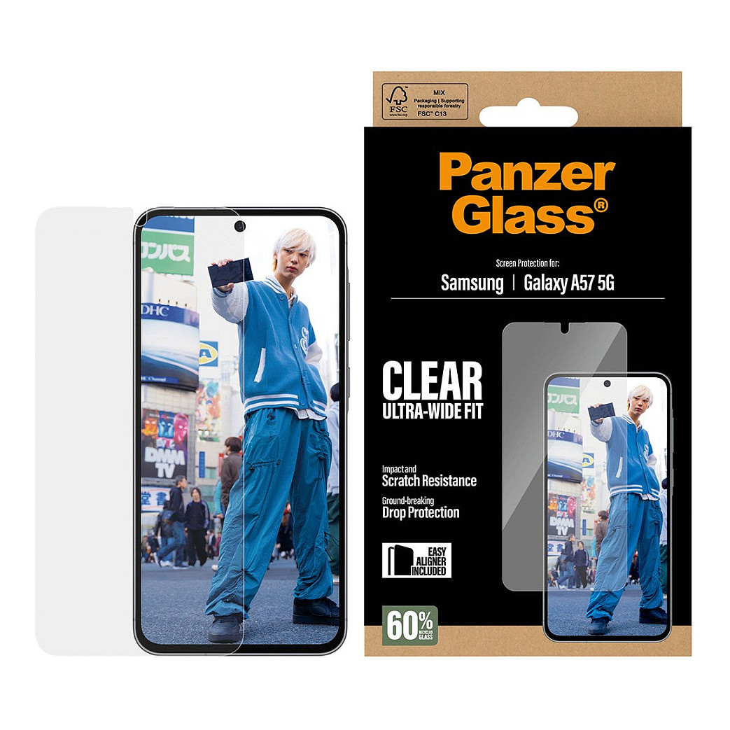 Aksesorë për telefon PanzerGlass Screen Protector Ultra-Wide Fit - Clear - Samsung Galaxy A57 5G – Transparente