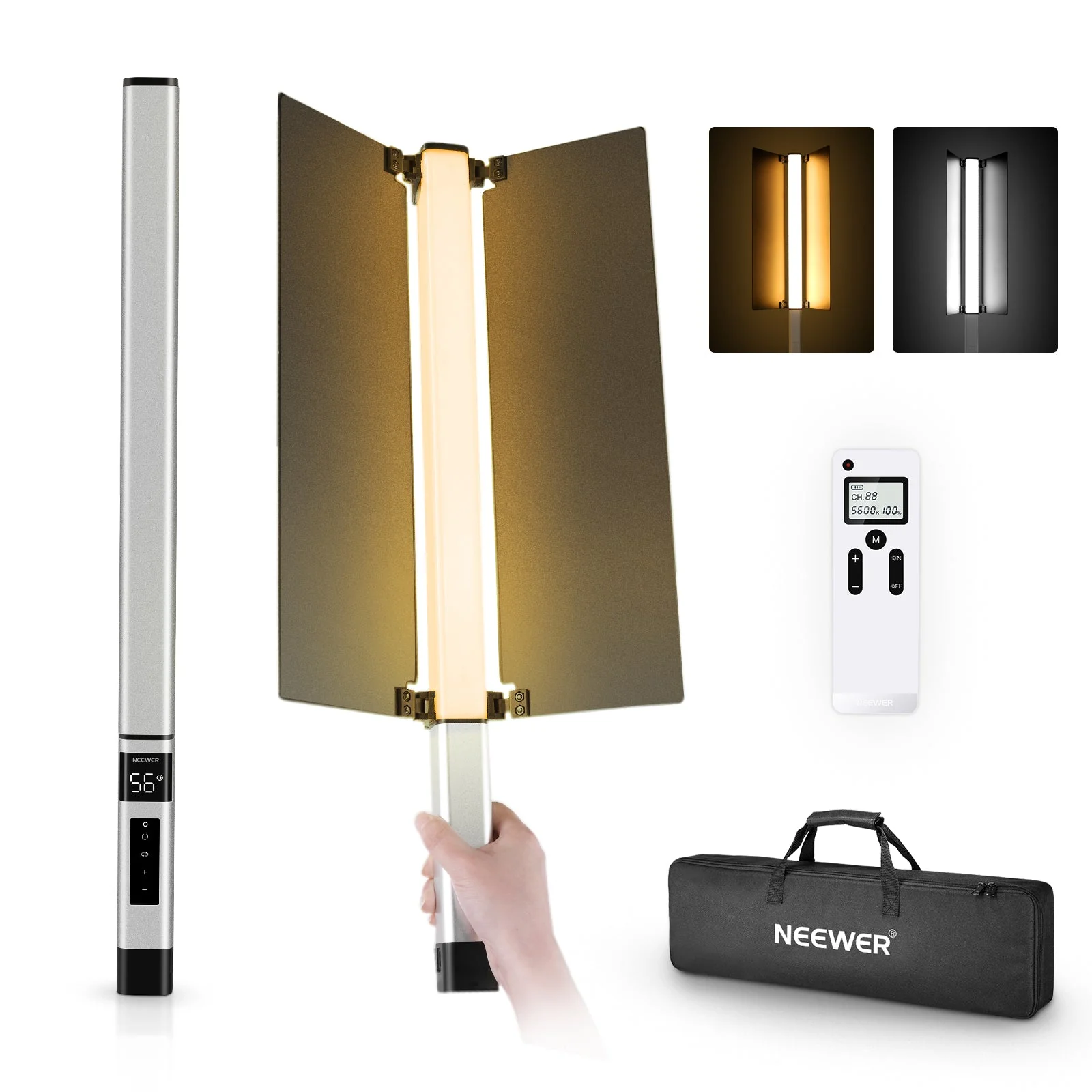 Dritë e Mençur Neewer CL124, RGB, 16W, 1500Lux, 2500-10000K, CRI 97+, TLCI 97+, 172 LED - Zezë