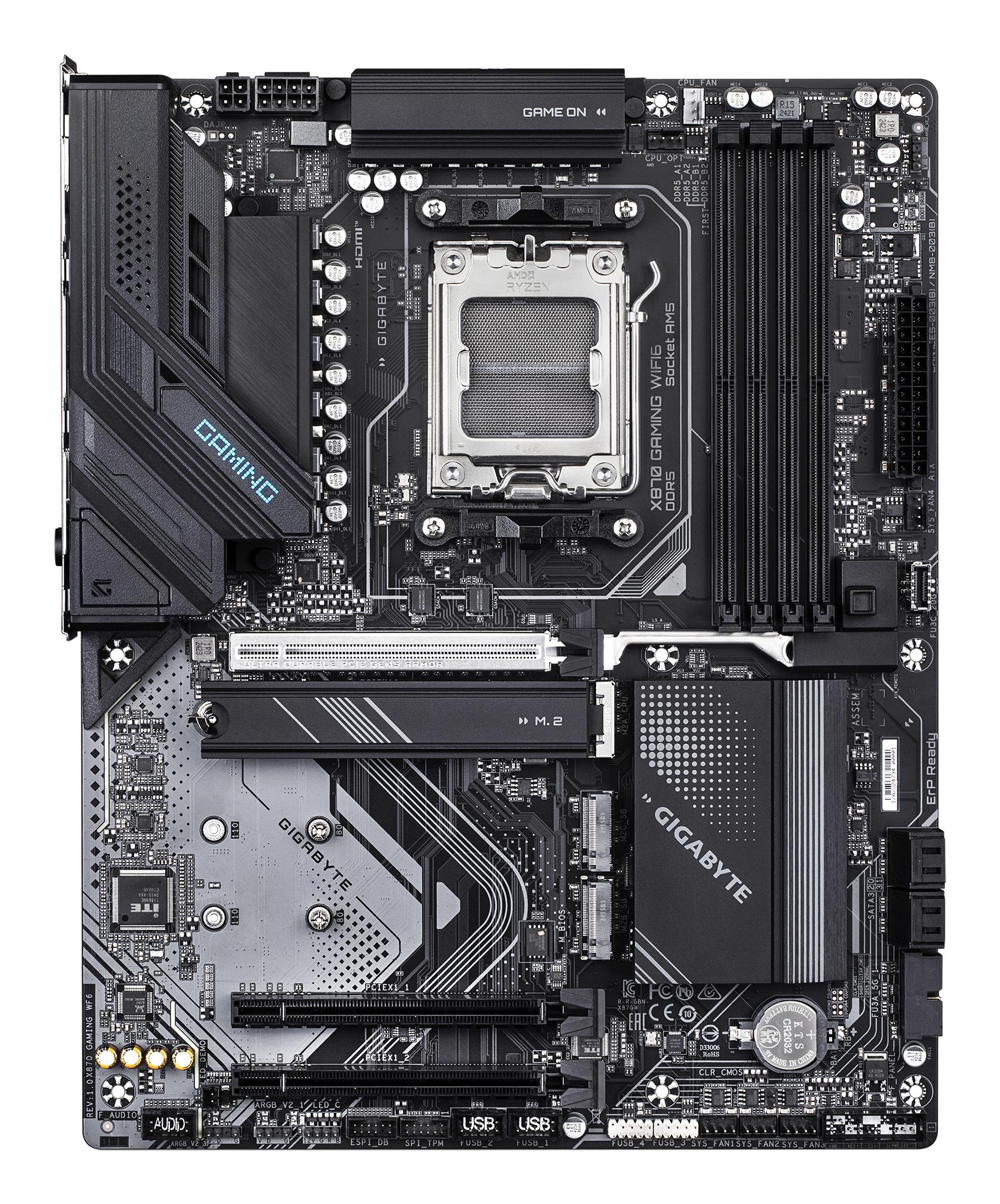 Pllakë Amë GIGABYTE X870 GAMING WF6 / AMD X870 / AM5 / ATX / DDR5 / PCIe 5.0 / Wi-Fi 6 / 2.5GbE