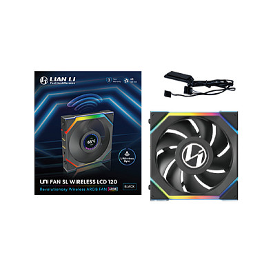 Ftohës për Kasë Lian Li UNI FAN SL Wireless LCD 120 / 120mm / 350-1900 RPM / LCD / ARGB / PWM – Zezë