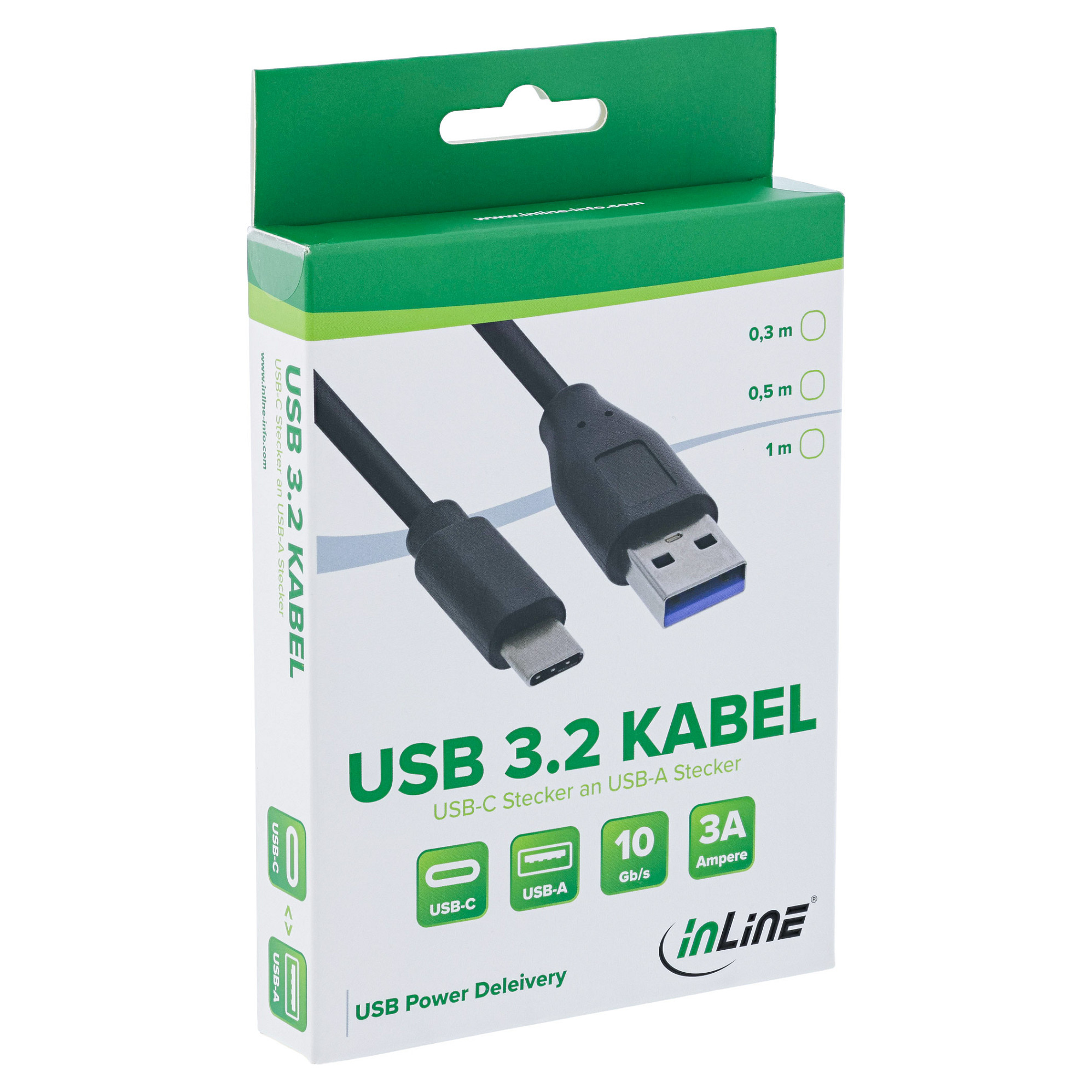 Kabllo USB InLine 35711, USB-C në USB-A, 1 m, USB 3.2 Gen 2, 10 Gbps - Zezë 2