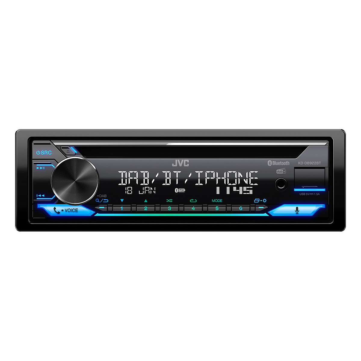 Radio për Vetura JVC KD-DB622BT, 1 DIN, 200 W, DAB+, FM, AM, Bluetooth, USB-A, Ekran LCD - Zezë 4