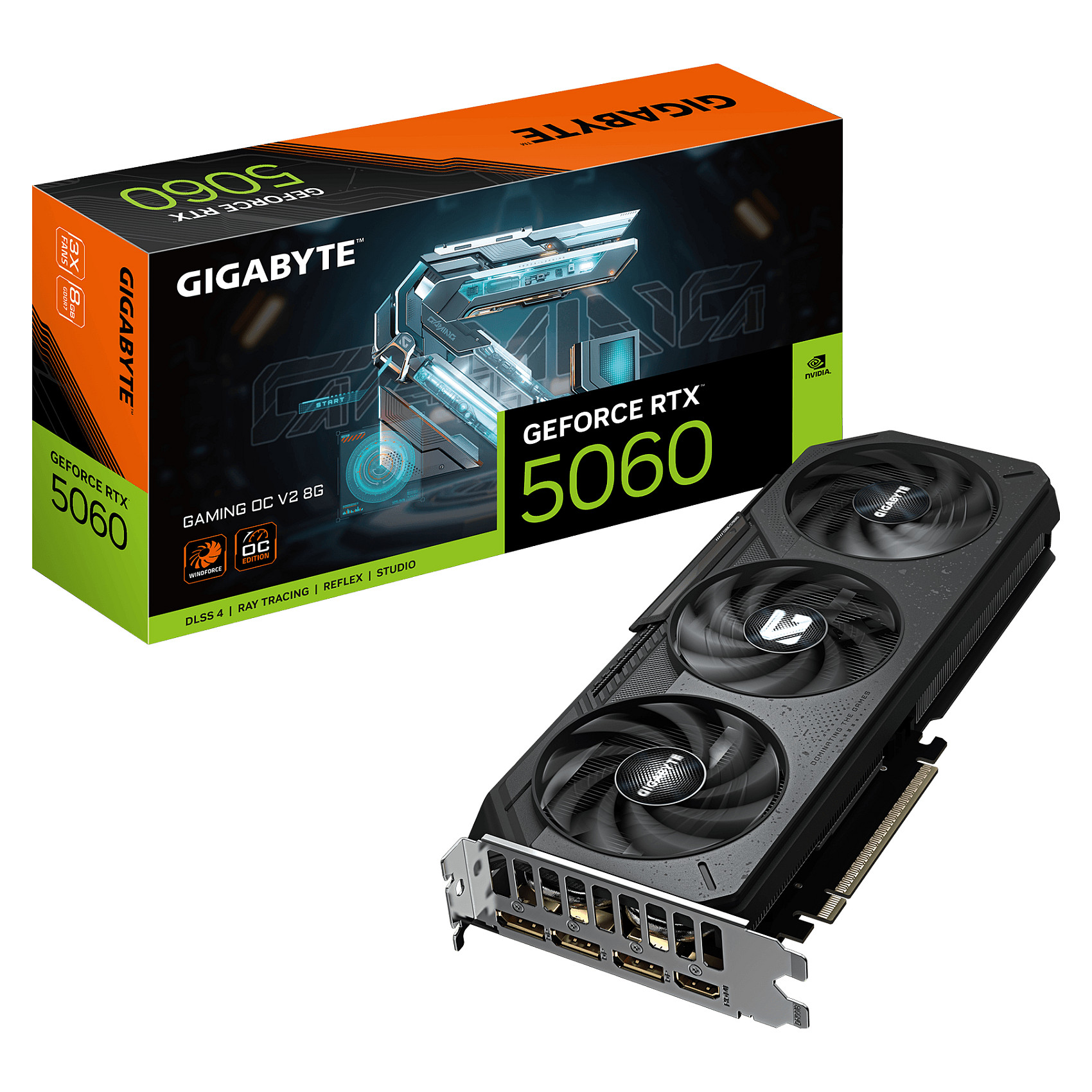 Kartelë Grafike NVIDIA GIGABYTE GeForce RTX 5060 GAMING OC V2, 8GB GDDR7, 128-bit, PCIe 5.0 x16, 3xDP 2.1b, HDMI 2.1b - Zezë