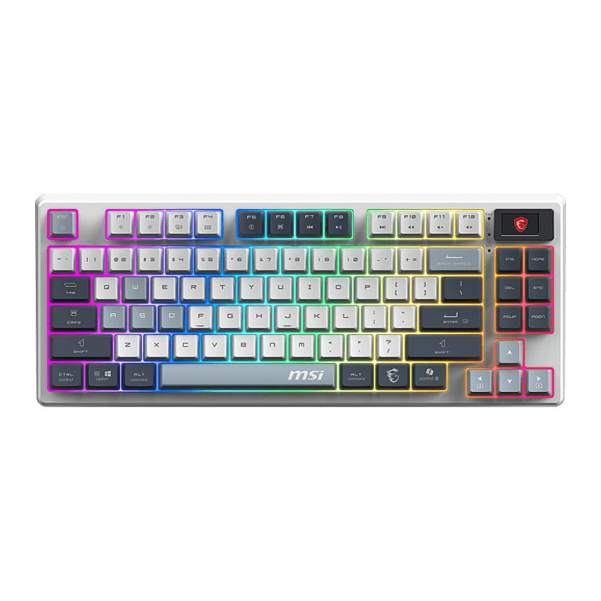 Tastierë Gaming MSI FORGE GK600 TKL / Wired / 83 Keys / Mechanical Linear Switch / USB Type-C + 2.4 GHz Wireless + Bluetooth / AZERTY FR / RGB - Mix 5