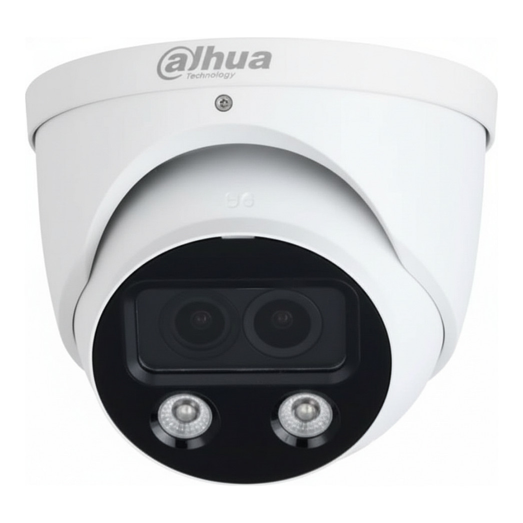 Kamerë Sigurie IP CCTV Dahua IPC-HDW5449H-ASE-D2, 4MP, Dual Lens, Full-Color, IR + Warm Light 50m, PoE - Bardhë