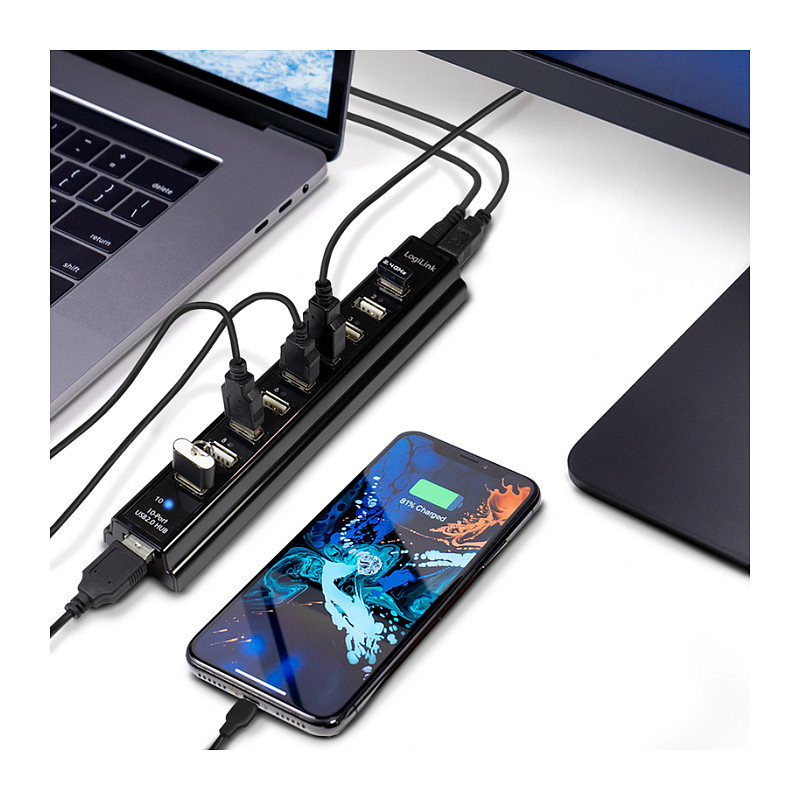 Hub LogiLink UA0096 , 10x USB-A , USB 2.0 , 480Mbps , Furnizim me Energji , 5V, 3.5A - Zezë 4