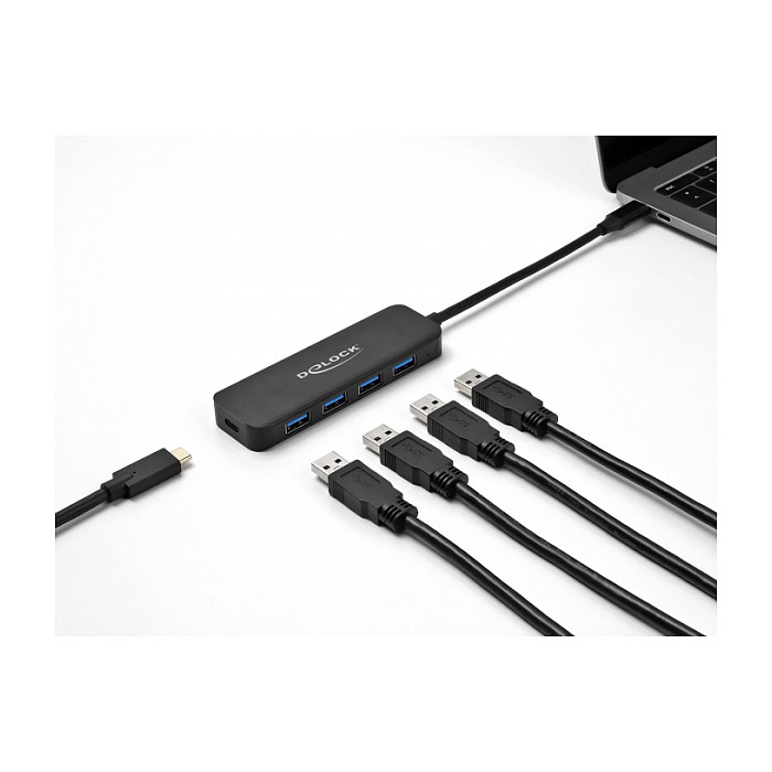 Hub USB DeLOCK 64170 / USB 5 Gbit/s / 4x USB-A / USB-C / Power Delivery 85W / 0.15 m - Zezë 3