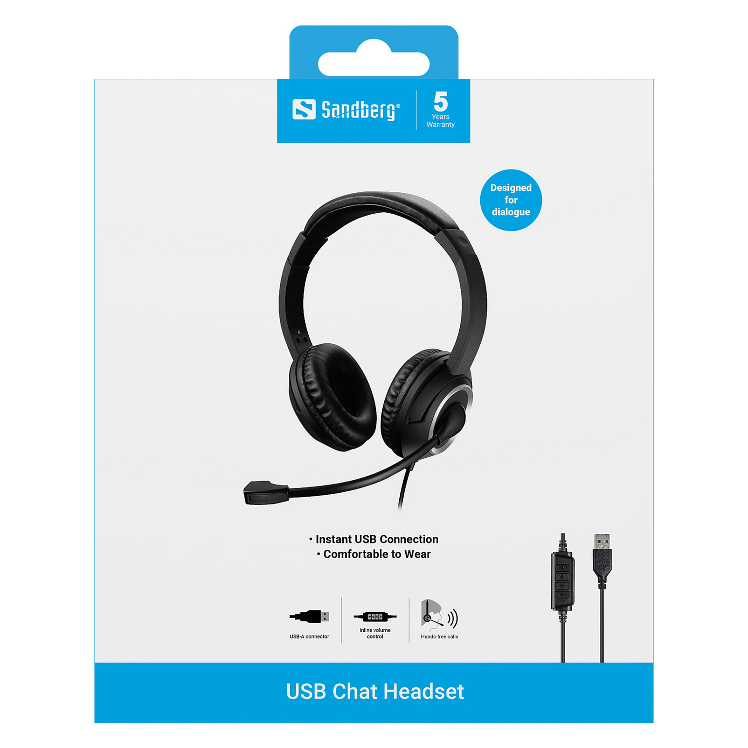 Kufje me kabllo Sandberg USB Chat Headset 126-16 / USB-A / 40mm / 20-20000Hz / Mikrofon / 1.8m - Zezë 4