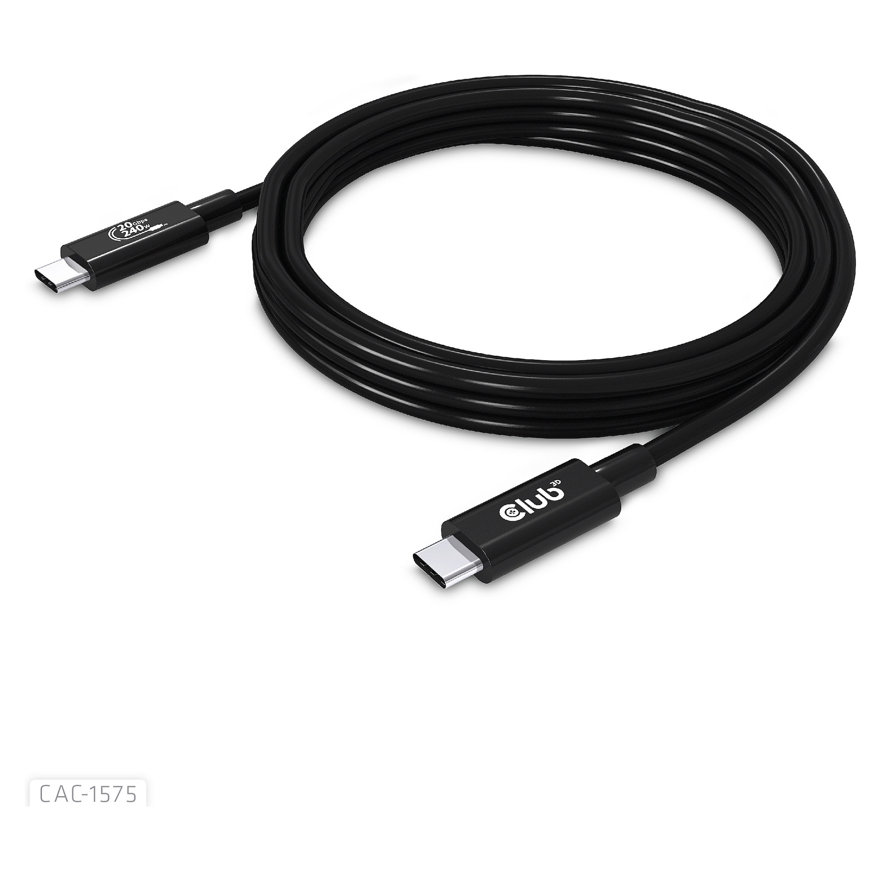 Kabllo USB Club 3D CAC-1575, USB4, USB-C në USB-C, 20 Gbps, 240 W, 2 m - Zezë 4
