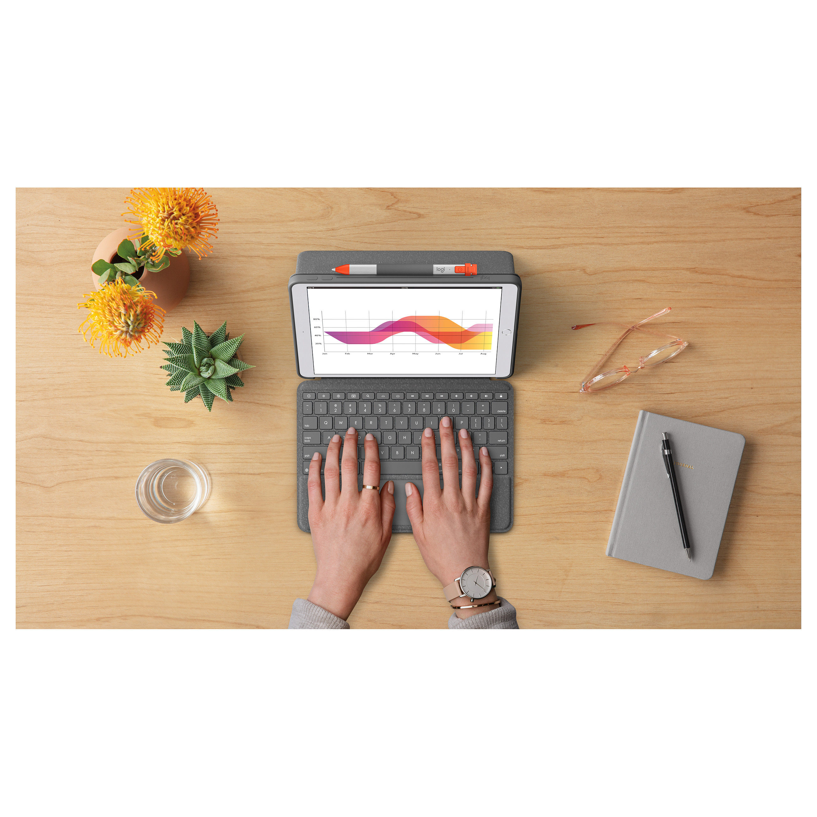 Tastierë për Tabletë Logitech Combo Touch / iPad 10.2" 7th, 8th & 9th Gen / QWERTZ (CH) / Trackpad / Smart Connector / Ndriçim LED / Folio – Gri 6