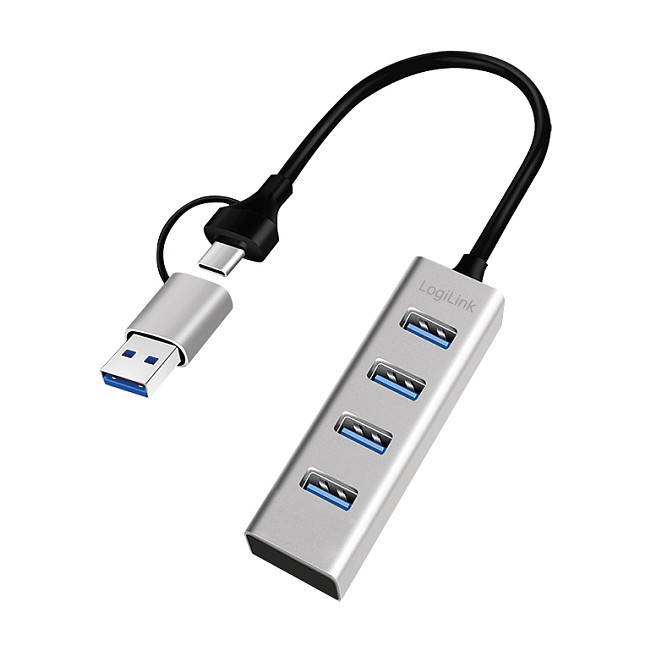 Hub USB-A LogiLink UA0455, 4x USB-A, USB 3.0, 5Gbps, USB-A/USB-C, alumin - Hiri 3