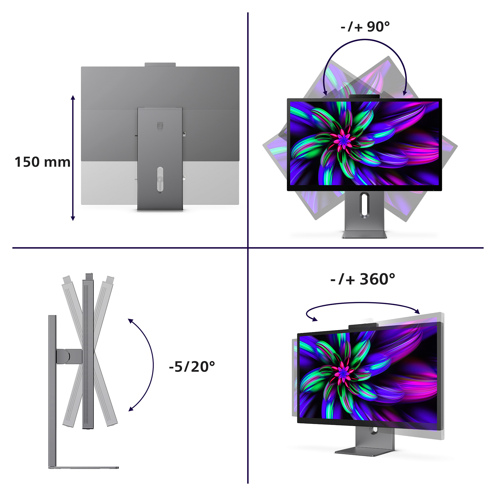 Monitor Philips Brilliance 27E3U7903 / 27"/ 5K Ultra HD IPS AG / LCD / 70Hz / 4ms / USB + HDMI + Thunderbolt + HDCP - Gri thumbnail 3