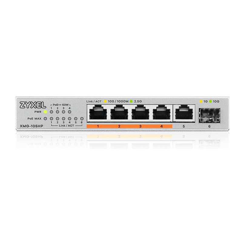 Zyxel XMG-105HP Multi-Gig PoE++ Switch | 5x 2.5GbE | 1x 10G SFP+ | 70W PoE Budget | Unmanaged thumbnail 3