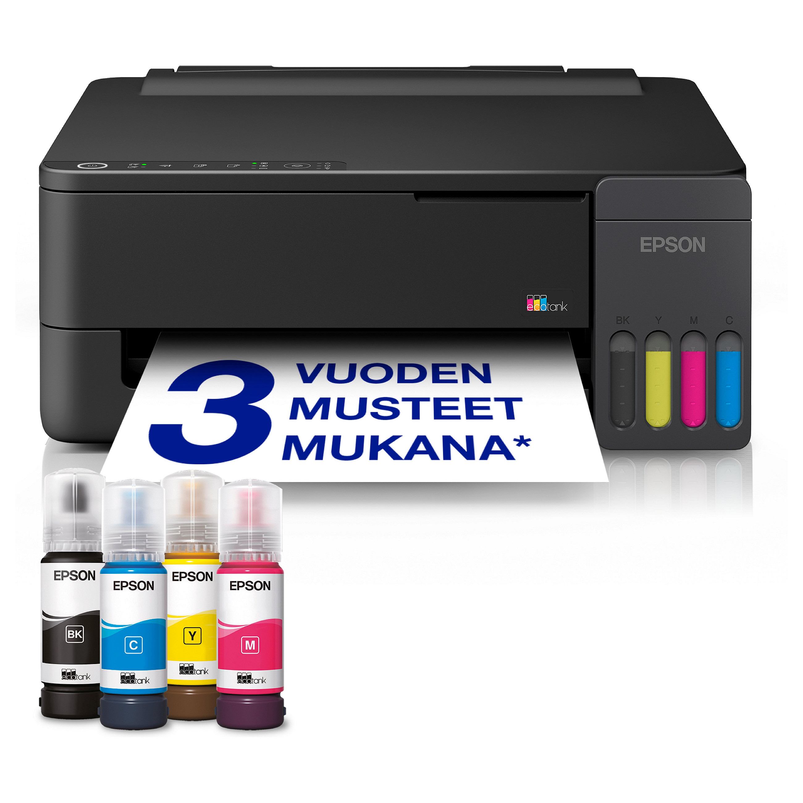 Printer Inkjet Epson EcoTank ET-1910, A4, 4 Ngjyra, 5760 × 1440 dpi, 11 ppm, Wi-Fi, USB - Zezë
