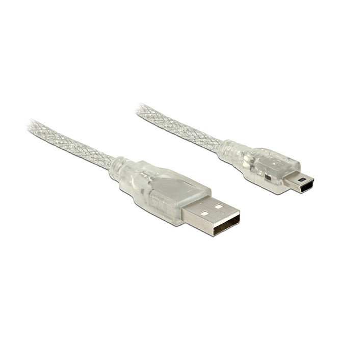 Kabllo USB DeLOCK 83904 / USB 2.0 A në Mini-B / 0.5m - Transparent