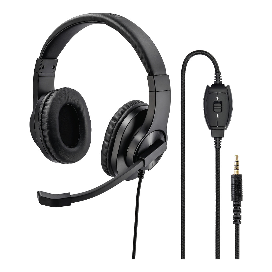 Kufje me kabllo Hama HS-P100 / On-Ear / 2x 3.5mm / Stereo / 40mm / 20-20000Hz / Mikrofon Boom / 2m - Zezë/Argjend 5