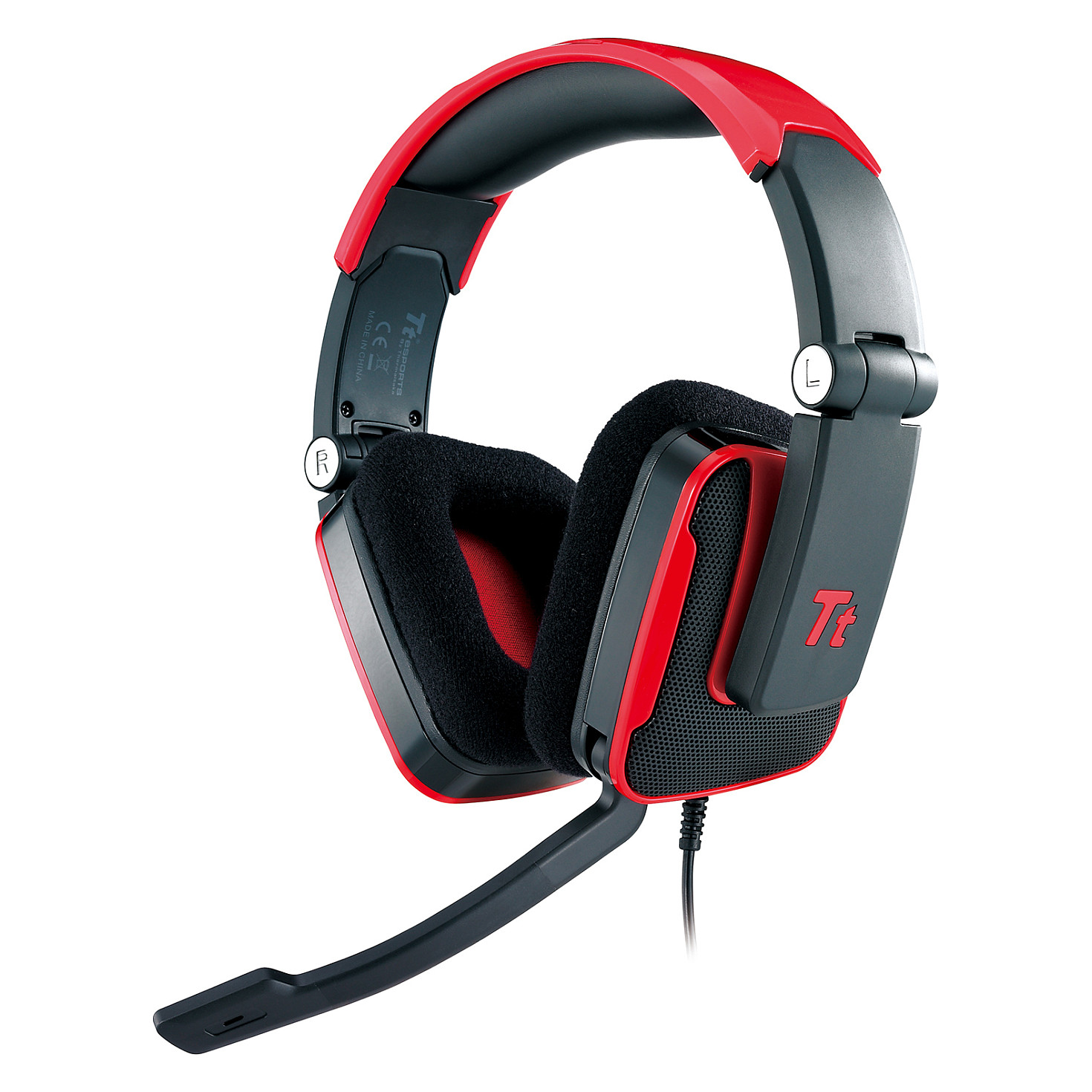 Kufje Gaming Tt eSPORTS Shock / 3.5mm / 40mm / Stereo / 32Ω / Mikrofon Boom / 3m - Zezë/Kuqe