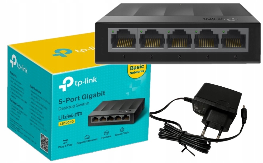 Switch TP-Link LS1005G / 5-Port Gigabit / Unmanaged / Desktop / Fanless / 10Gbps - Zezë