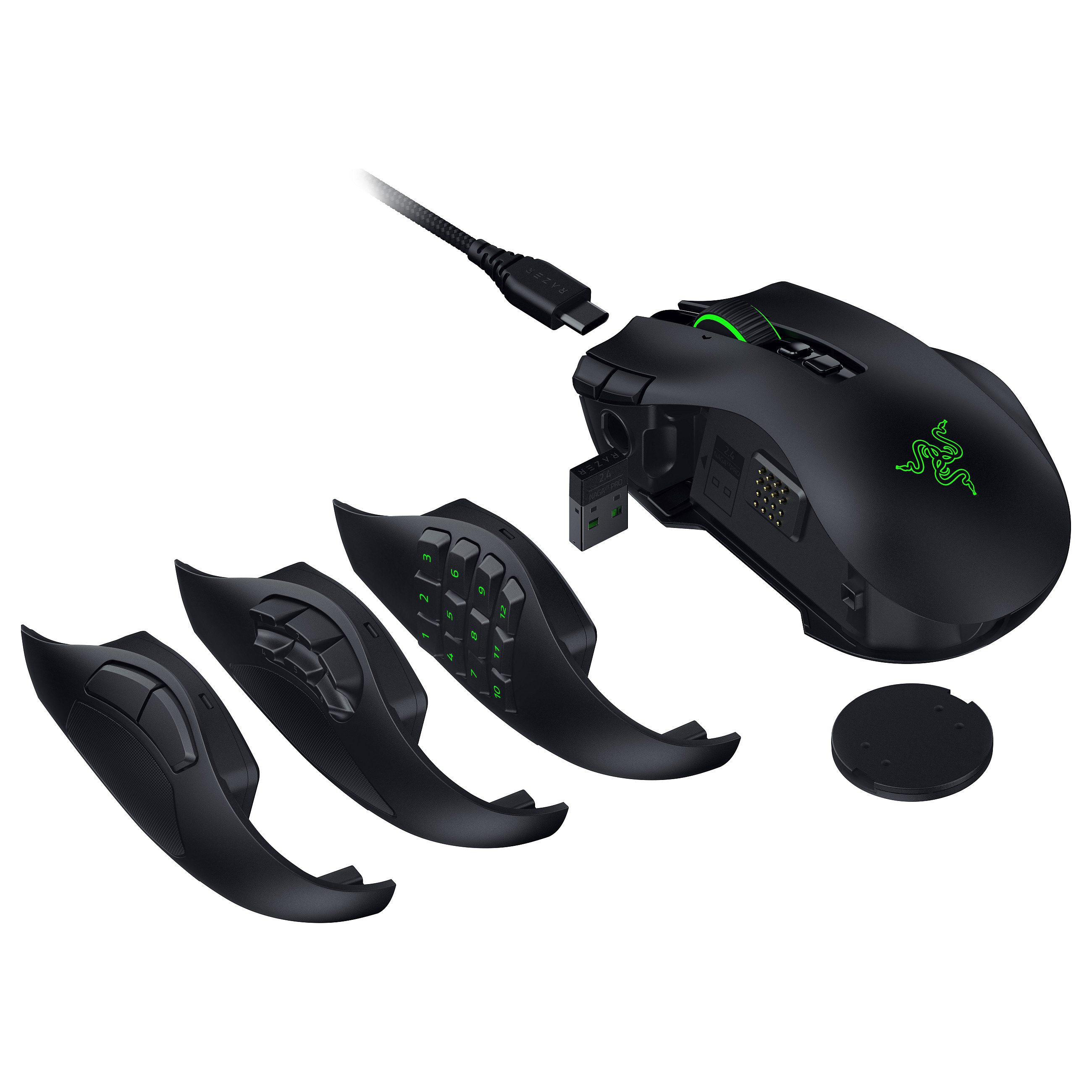 Maus Gaming pa Kabllo Razer Naga V3 Pro, Wireless 2.4GHz + Bluetooth, 50000 DPI, 23 Butona, RGB - Zezë 2
